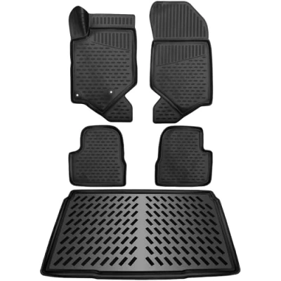 Abbildung von ELMASLINE 3D Gummimatten + Kofferraumwanne Set für OPEL Corsa F 2019 2024 (PASST Nicht IN Elektro) Hoher Rand Design Fußmatten