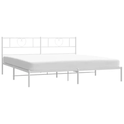 Abbildung von vidaXL Bettgestell, Bettrahmen mit Kopfteil Lattenrost, Metallbett Bett für Schlafzimmer, Doppelbett Gästebett, Metall Weiß 193x203cm
