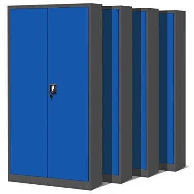 Abbildung von Jan Nowak 4er Set Aktenschrank C001H Büroschrank Metallschrank Stahlschrank Werkzeugschrank Stahlblech Pulverbeschichtet Flügeltürschrank Abschließbar 195 cm x 90 40 (anthrazit/blau)