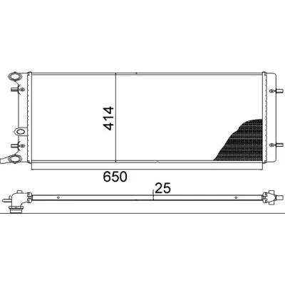 Abbildung von MAHLE ORIGINAL CR 368 001S Kühler, Motorkühlung für Fahrzeuge mit/ohne Klimaanlage 650 415 23 Kühlrippen mechanisch gefügt VOLKSWAGEN: Golf 4 Variant