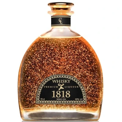 Abbildung von CONDE LUMAR 1818 Whisky 12 Jahre Malt 23K Blattgold Original Geschenk In Bourbon &amp; Oloroso Sherryfässern veredelt Premium Liqueur mit Gold Zertifikat 40% Ohne Geschenkverpackung