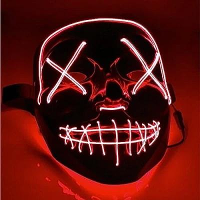 Abbildung von Kostümheld® Verkleidungsmaske LED Grusel Maske rot Purge Halloween Kostüm für Damen und Herren, (1x rot)