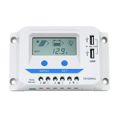 Abbildung von EPEVER® PWM Laderegler 10A, VS1024AU Charge controller, 12V/24V Auto work, 10A mit LCD Dispaly USB Anschluss(VS1024AU)