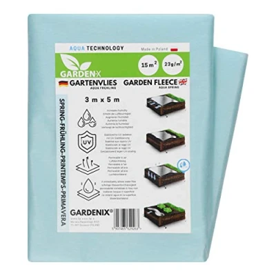 Abbildung von GARDENIX Frostschutz Pflanzen Wachstumsvlies Gartenvlies Hochbeet 3m x 5m für Abdeckung, Vlies, Folie Frühbeet 23g/m², Abdeckvlies, Winterschutzvlies, Windschutz, Lochfolie