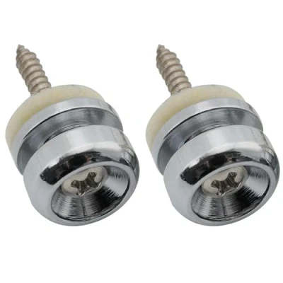 Abbildung von Musiclily Pro 14mm Stahl D Typ Gitarrengurt Knöpfe Strap Buttons Endknopf Gurtpins für E Gitarre Akustikgitarre Konzertgitarre Ukulele, Chrom (2er Set)