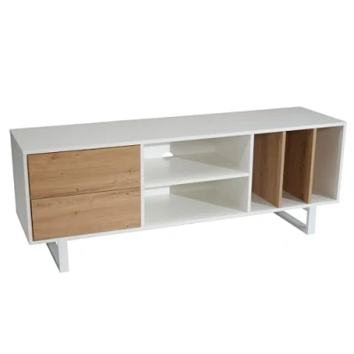 Abbildung von FineBuy Lowboard Eiche Dekor 150x55x40 cm TV Kommode Modern, Design Schrank Hoch, Fernsehtisch Fernsehschrank mit Schubladen &amp; Regal, Fernsehkommode Wohnzimmer