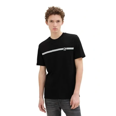 Abbildung von TOM Tailor Denim MIT LOGO Tshirt print, Herren, Größe: Medium, Black