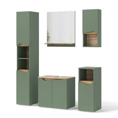 Abbildung von Vicco Badmöbel Set Marelle, Grün/Artisan, 5 Teile