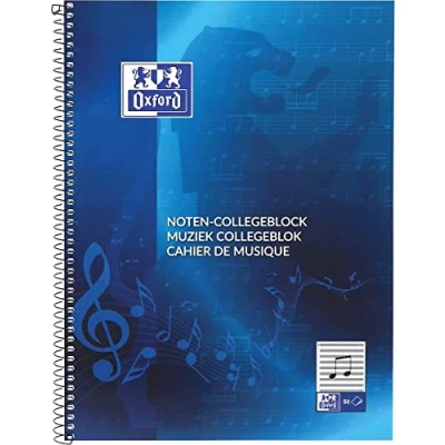 Abbildung von Oxford Noten Collegeblock A4 Linien, 50 Blatt, gelocht, blau, 10 Stück