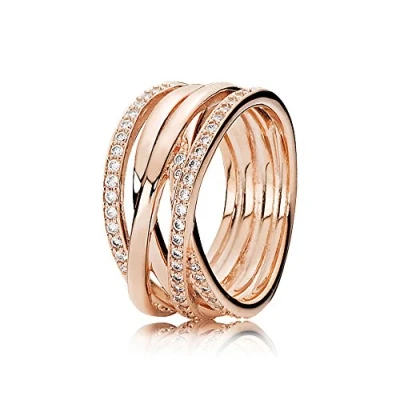 Abbildung von Pandora Sparkling &amp; Polished Lines Ring, Damen, Größe: 60, Rose gold plated