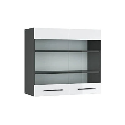 Abbildung von Vicco Glashängeschrank Fame Line, Weiß Hochglanz/Anthrazit, 80 cm