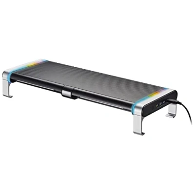Abbildung von my wall HyperGaming Monitor Rack HT42L, Monitorständer, RGB Beleuchtung, Bildschirmerhöhung, Inklusive USB Hub und Schubladen, Monitorerhöhung, Gaming Setup