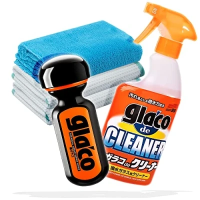 Abbildung von detailmate Autoscheiben Reinigung &amp; Versiegelung Bundle: Soft99 Glaco de Cleaner Glasreiniger 400ml + Ultra Glasversiegelung 70ml 2X Waffeltuch Poliertuch