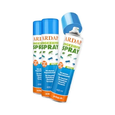 Abbildung von ARDAP Repell Ungezieferspray 3 x 400ml Insektenspray bei akutem Ungezieferbefall Abwehrend Insektenbefall Wohnung Mückenspray Schädlingsfrei Wirkt schnell (PT19)