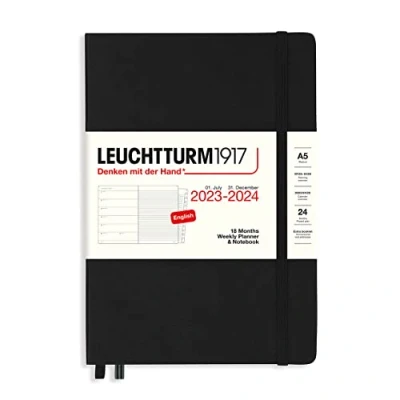 Abbildung von LEUCHTTURM1917 367690 Weekly Planner &amp; Notebook Medium (A5) 2024, 18 months, Black, English