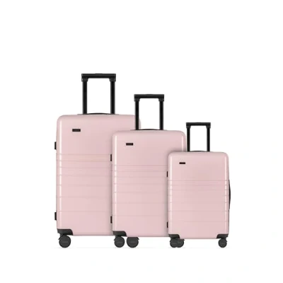 Abbildung von ETERNITIVE Hartschalenkoffer 3 er Set Rollkoffer aus Polycarbonat &amp; ABS Reisekoffer mit 360 Rollen Handgepäck 32L, Mittelgroß 64L Groß 98L Trolley TSA Schloss Rosa