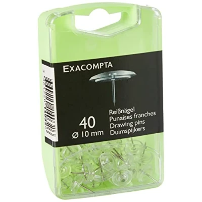 Abbildung von Exacompta 14032E 40er Pack Reißnägel Ø10mm in Kunststoffbox glasklar