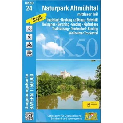 Abbildung von UK50 24 Naturpark Altmühltal mittlerer Teil: Ingolstadt, Neuburg a.d.Donau, Eichstätt, Beilngries, Berching, Greding, Kipfenberg, Thalmässing, ... Karte Freizeitkarte Wanderkarte)