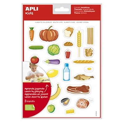 Abbildung von APLI Kids 19227 Gummi Beutel mit abnehmbarem Kleber, 3 Bögen für gesunde Lebensmittel
