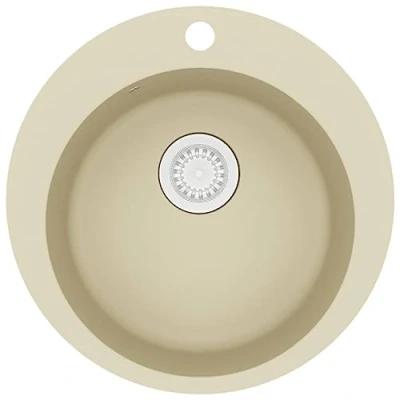 Abbildung von vidaXL Granitspüle Einzelbecken Rund Beige, 50.5/50.5 cm