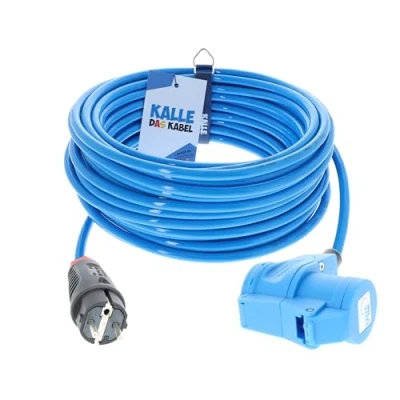 Abbildung von CEE Adapterleitung Kalle Blue Extreme SCHUKO auf Winkelkupplung 3G 2,5mm² 5 Meter
