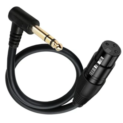 Abbildung von Halokny 50 cm XLR auf 1/4 Kabel, 90 Grad, Mono TRS Stecker 3 polige Buchse, symmetrisches Mikrofon, Stereo Audio Konverter, Adapter, Innenbereich, Audiokabel