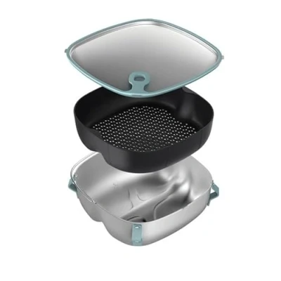 Abbildung von Philips Grillpfanneneinsatz HD9960/00, 2 in 1: Wokpfanne und Dampfgareinsatz Airfryer Zubehör, kompatibel mit Combi 7000 Series, spülmaschinenfest