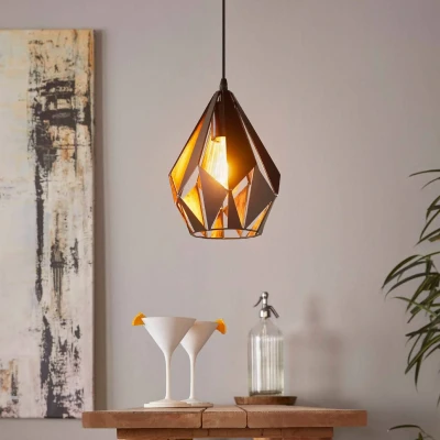 Abbildung von Eglo 49997 Pendelleuchte CARLTON 1 Stahl schwarz, kupfer E27 1X40W Ø20,5cm H:110cm dimmbar