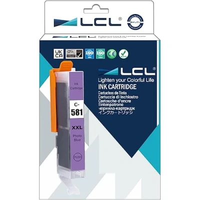 Abbildung von LCL Kompatibel Tintenpatrone CLI 581 PB 581XL 581XXL 1999C001 12.5 ml (1Foto Blau) Ersatz für Canon PIXMA TS8150 TS8151 TS8152 TS9150 TS9155 TS8250 TS8251 TS8252 Printer