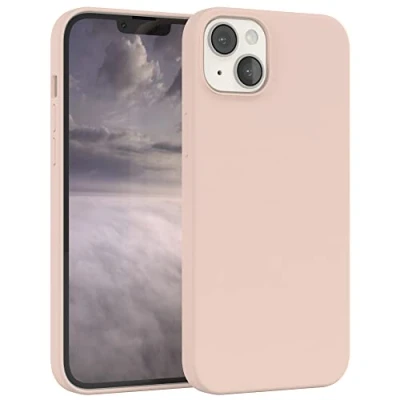 Abbildung von EAZY CASE Premium Silikon Handyhülle kompatibel mit iPhone 14 Plus, Slimcover Kameraschutz und Innenfutter, Silikonhülle, Schutzhülle, Bumper, Handy Case, Hülle, Softcase, Rosa Braun