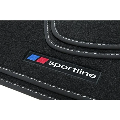 Abbildung von teileplus24 F656 Fußmatten Sportline Design kompatibel mit BMW 1er F20 F21 3 /5 Türer 2011 2019 Bandeinfassung Ziernähte