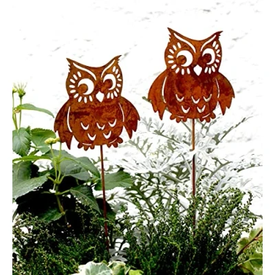 Abbildung von LB H&amp;F Lilienburg Roststecker Herbst Herbstdeko Gartendeko Gartenstecker Rost Metall Dekofigur Gartenfigur Rostfigur (Eule NEO)