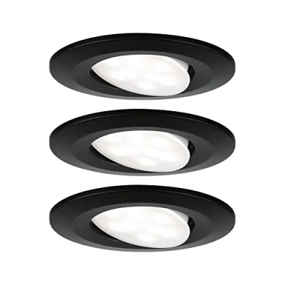 Abbildung von Paulmann 99991 LED Einbauleuchte Calla rund 3er Set 3x6W IP65 neutralweiße Einbaustrahler Schwarz matt schwenkbar Spots Kunststoff Einbaulampe 4000K