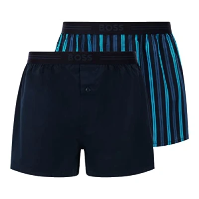 Abbildung von BOSS 2P Woven Boxer Shorts With Fly Blau/Weiß Baumwolle Large Herren