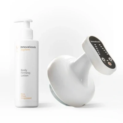 Abbildung von InnovaGoods® Set zur Behandlung von Cellulite und Reis, 1 x straffende Körperlotion, straffend, erfrischt spendet Feuchtigkeit, Anti Massagegerät durch Absaugung Wärme