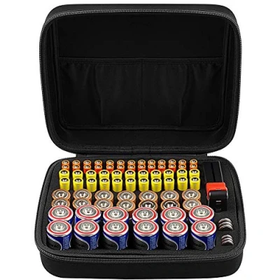 Abbildung von Batterie Aufbewahrungsbox Batteriebox Hält 80 Batterien AA AAA C D 9V UMFASSEN Tacklife CON:P Batterietester Akkutester Batterieprüfergerät Schwarz