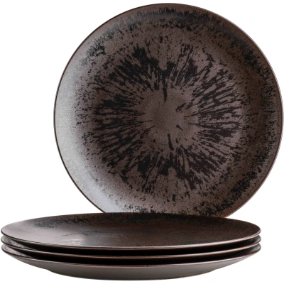 Abbildung von MÄSER Metallic Bronze, Große runde Platzteller mit edel glänzender Glasur im 4er Set, auch als Pizzateller, Servierteller und Dekoteller, 4 Jumbo Teller aus hochwertiger Keramik, Steinzeug, Braun
