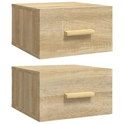 Abbildung von vidaXL 2X Wand Nachttisch Hängend Nachtschrank Nachtkonsole Nachtkommode Schlafzimmer Schrank Kommode Wandschrank Hängeschrank Sonoma Eiche 35x35x20cm