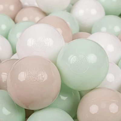 Abbildung von KiddyMoon 200 Bälle/7Cm Kinder Bälle Spielbälle Für Bällebad Baby Einfarbige Plastikbälle Made In EU, Pastellbeige/Weiß/Minze
