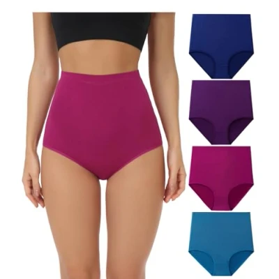 Abbildung von wirarpa Unterhosen Damen Baumwolle Unterwäsche Super Hohe Taille Frauen Slips Mehrpack 4er Pack Größe 7XL