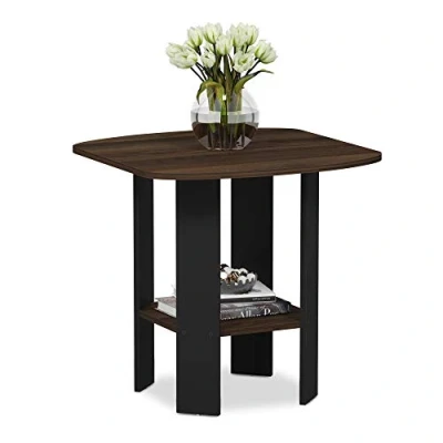 Abbildung von Furinno Simple Design Beistelltisch, Holz, Columbia Walnut/Schwarz, 50.8 x 49.78 cm