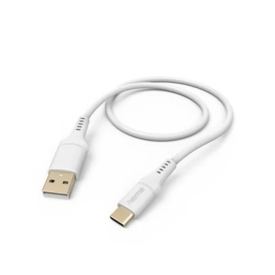 Abbildung von Hama Ladekabel „Flexible“ USB A auf C, Silikon, 1,5m (Schnellladung, Handy Ladekabel, Datenkabel, Kabel, Handykabel, Typ Knickschutz, flexibel, vergoldet, maximal kompatibel) weiß