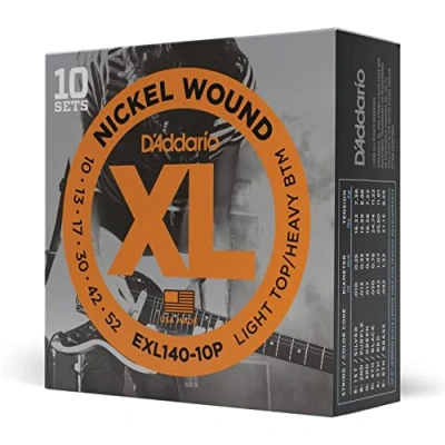 Abbildung von D&#039;Addario Gitarrensaiten E Gitarre Gitarren Saiten EXL140 10P Lt. Top/Hvy. Bottom, 10 52 Stück