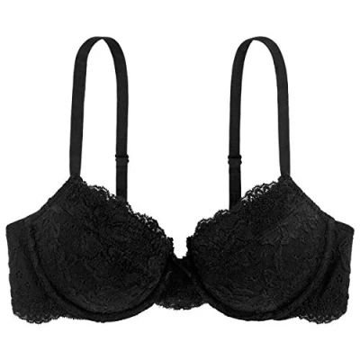 Abbildung von Dorina Spitze Lace BH, 3/4 Schale Demi Damen Comfort leicht gepolsterter Bügel Lianne D17163A, Schwarz ,70E