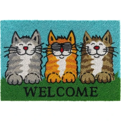 Abbildung von Fußmatte Kokosmatte Katzen Welcome Spruch als aussen Sauberlaufmatte, matches21 HOME &amp; HOBBY, rechteckig, Höhe: 15 mm, Rutschfeste Kokos Türmatte Outdoor Schmutzfangmatte 40x60 cm
