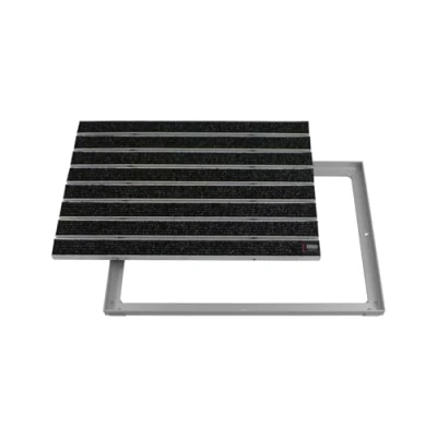 Abbildung von Emco Fußmatte Eingangsmatte DIPLOMAT + Rahmen Aluminium, Large Rips Anthrazit, rechteckig, Höhe: 25 mm, Größe: 600x400 für Innen und überdachten Außenbereich