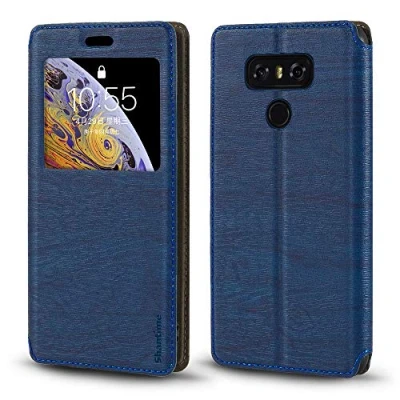 Abbildung von LG G6 Schutzhülle, Holzmaserung, Leder Schutzhülle mit Kartenhalter und Fenster, Magnetverschluss, für