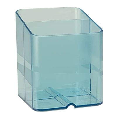 Abbildung von Exacompta 67736D 10er Pack Premium Stiftehalter Pen Cube mit 2 Fächern für mehr Ordnung auf dem Schreibtisch Stifteköcher Stiftebox Aufbewahrungsbox Organizer türkis transluzent