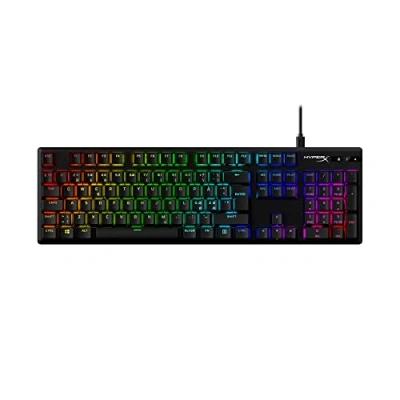 Abbildung von HyperX Alloy Origins PBT Mechanische Gaming Tastatur, Keycaps, Tastenkappen, RGB, Switches, Schalter, kompakt, tragbar, Robustes Aluminiumgehäuse, Füße, Schwarz, One Size