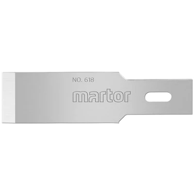 Abbildung von MARTOR 10 x MEISSELKLINGE, Ersatzklingen für GRAFIX 502 Skalpell, Cuttermesser, Länge 46 mm, Scharf, Im Magazin, NR. 618